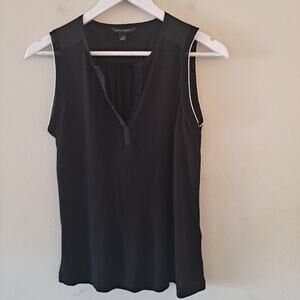 Black Open Front Sleeveless Top w/ White Trimmings